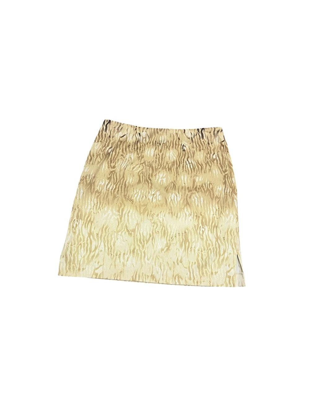 Ellen Tracy Y2K Metallic Gold Patterned Mini Skirt
